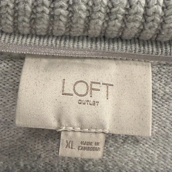 LOFT Light Gray V-Neck Sweater - Picture 2 of 5